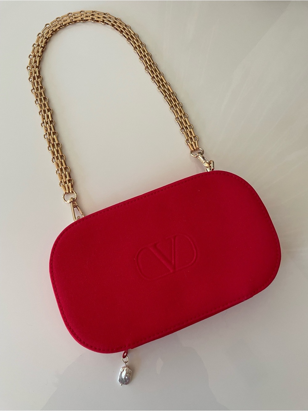 VALENTINO Vibrant Red Clutch bag purse logo